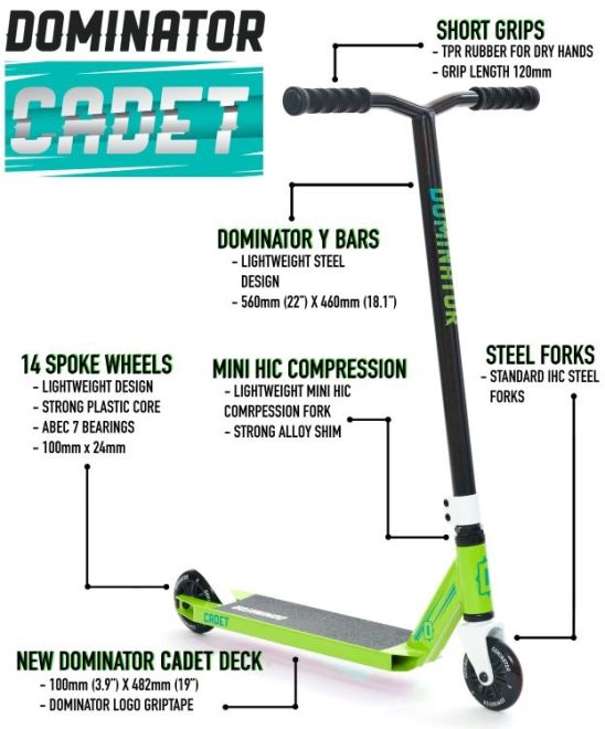 Freestyle koloběžka Dominator Cadet Green Black